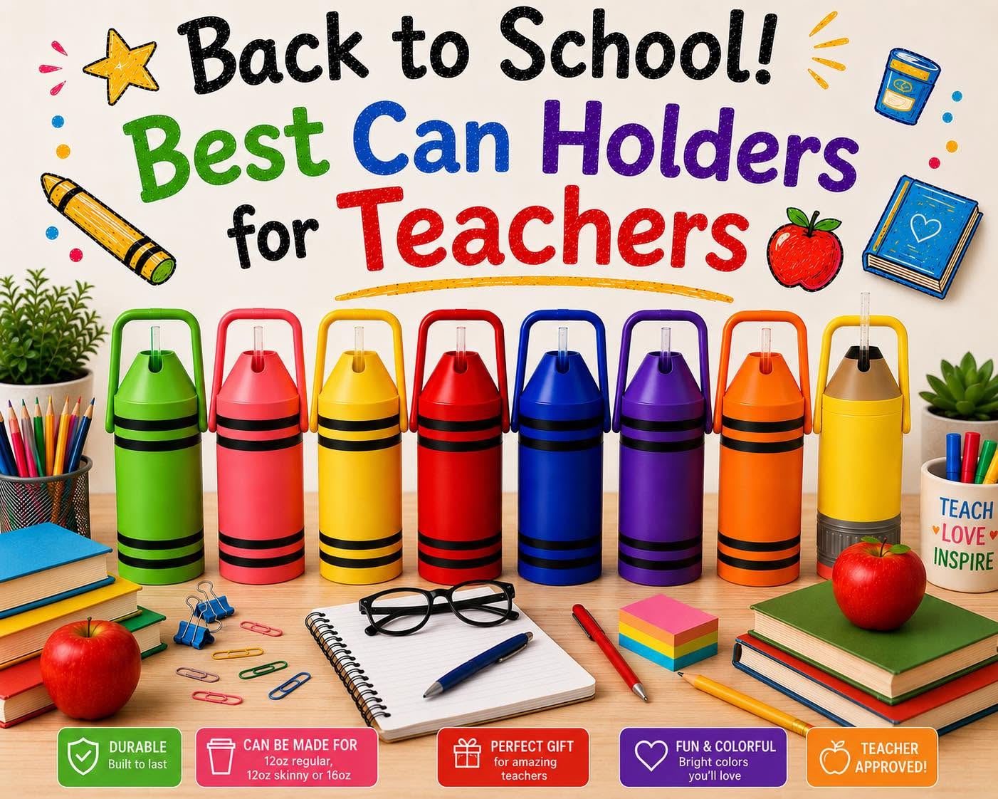 Crayon Can Holder for Teachers – Back to School Gift