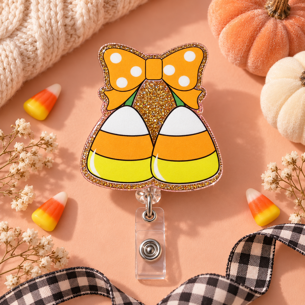 Too Sweet to Spook Candy Corn Badge Reel