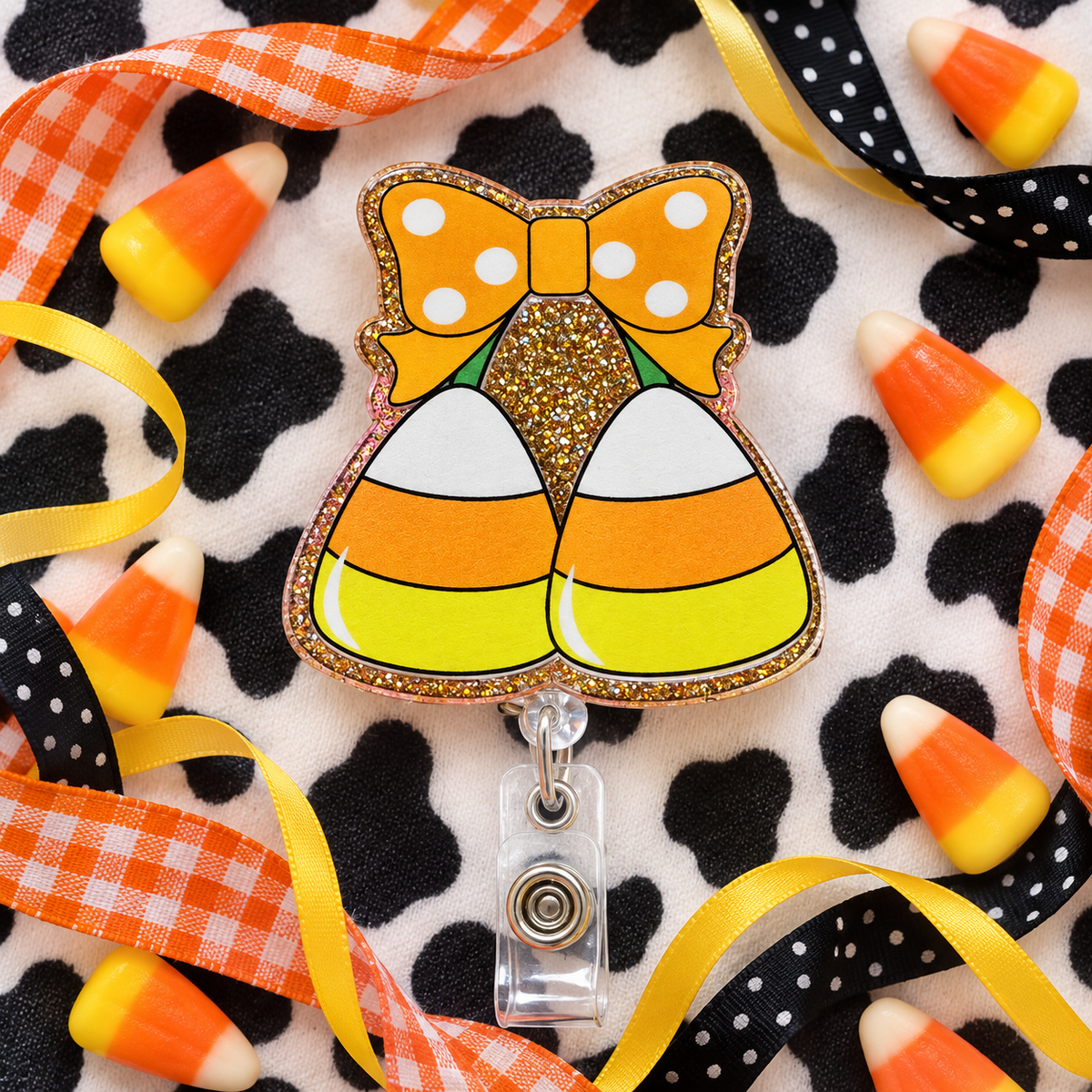 Too Sweet to Spook Candy Corn Badge Reel