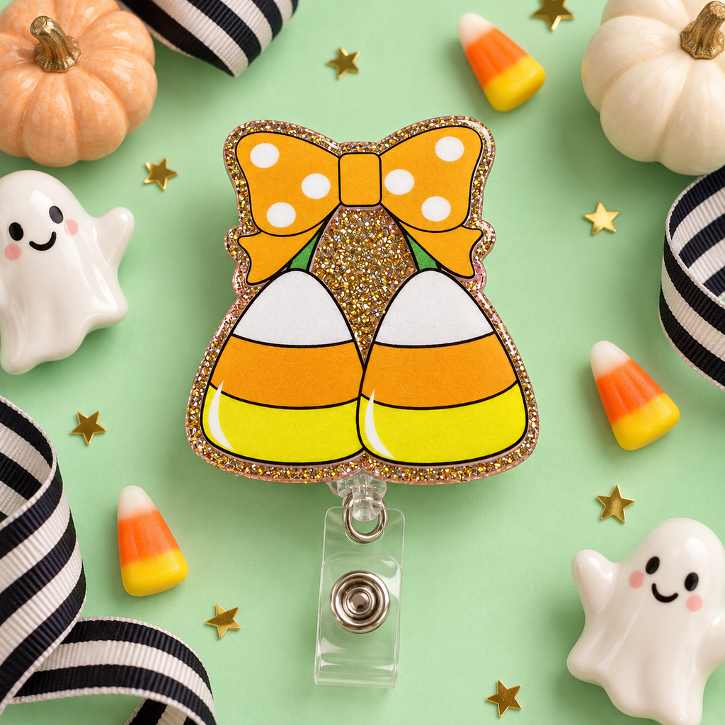 Too Sweet to Spook Candy Corn Badge Reel