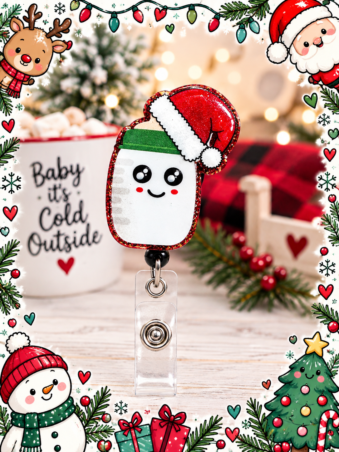 Christmas Baby Bottle Badge Reel – NICU Nurse Gift