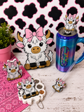Highland Cow Set - Phone Stand, Coin Holder, Straw Topper & Can Tab Opener