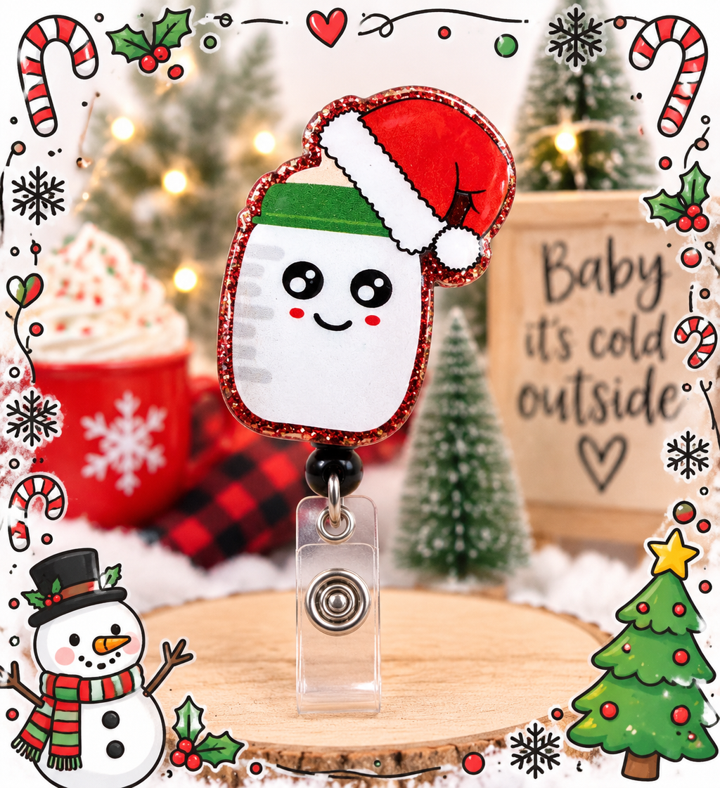 Christmas Baby Bottle Badge Reel – NICU Nurse Gift